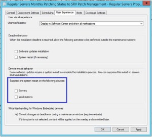 SCCM maintenance windows reboot