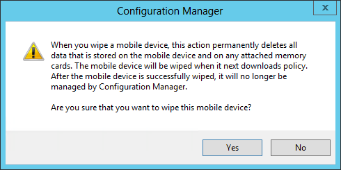 SCCM 2012 mobile device management features