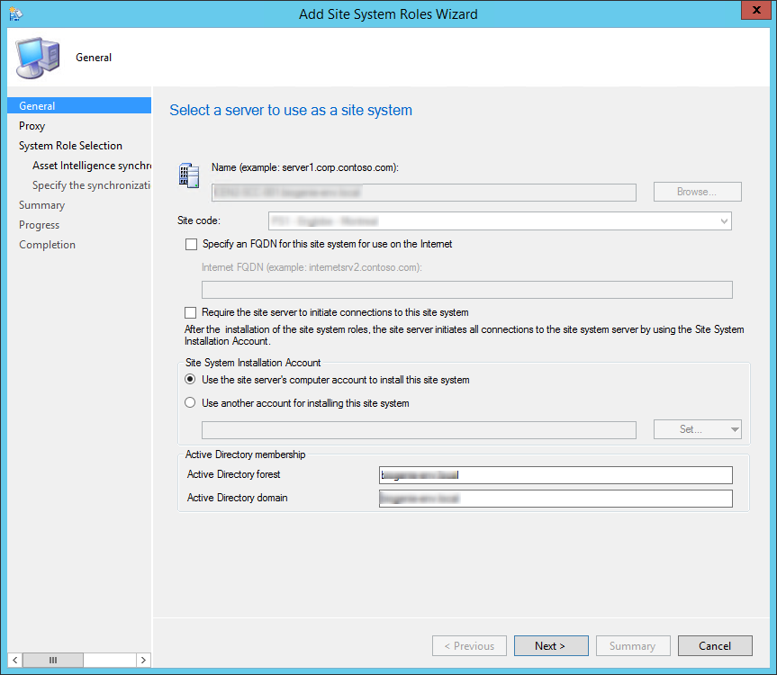 sccm 2012 install asset intelligence synchronization point