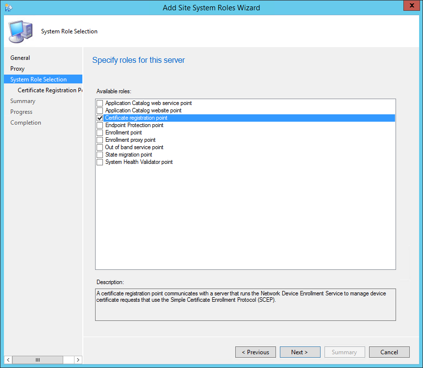 sccm 2012 certificate registration point