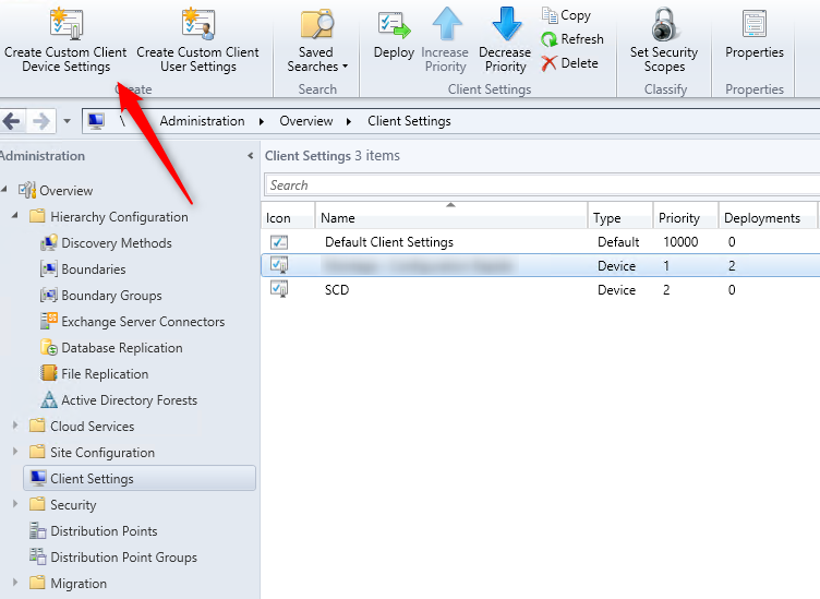 SCCM 2012 client settings