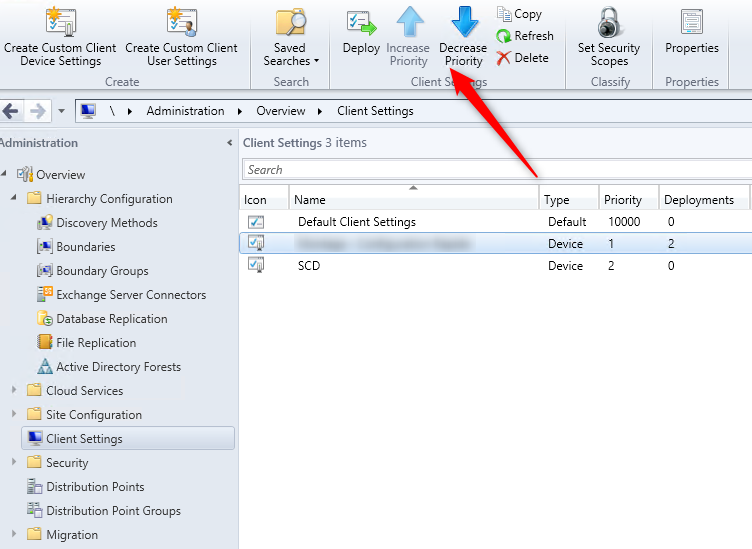 SCCM 2012 client settings