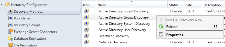 SCCM Discovery Methods