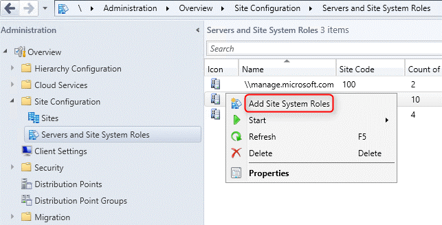 SCCM Service Connection Point