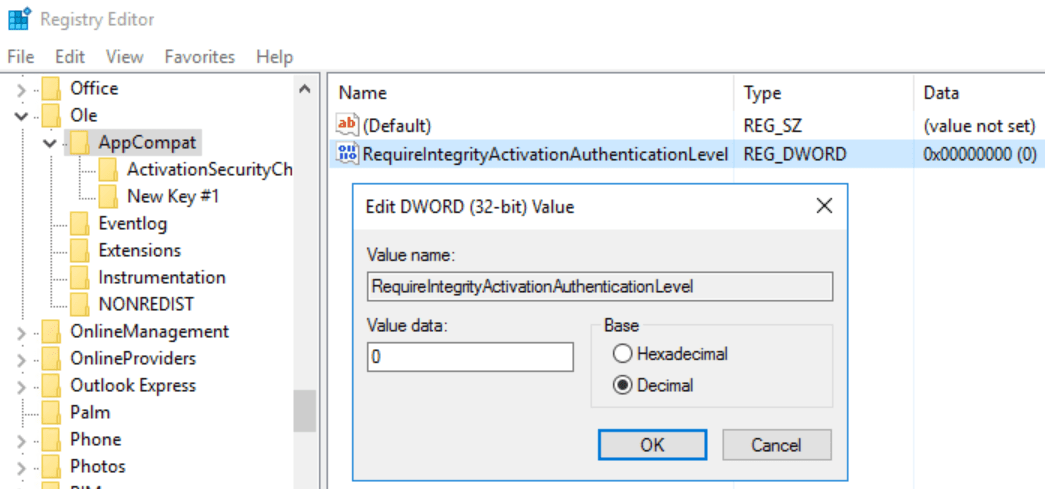 RequireIntegrityActivationAuthenticationLevel