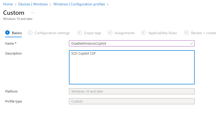 Intune Copilot Policy