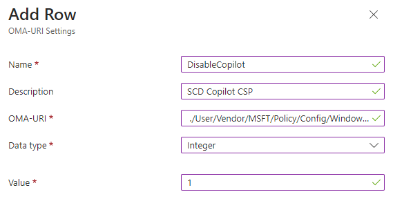 Intune Copilot Policy